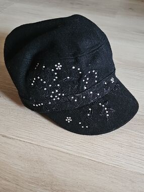 Scala Black Embellished Women's Hat